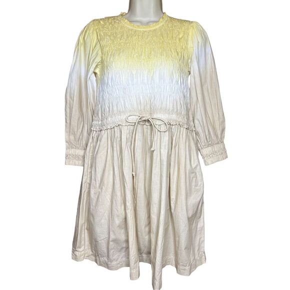 APIECE APART Aldea Smocked Mini Dress in Soft Dip Dye NWT Organic Cotton Size XS - Picture 6 of 11
